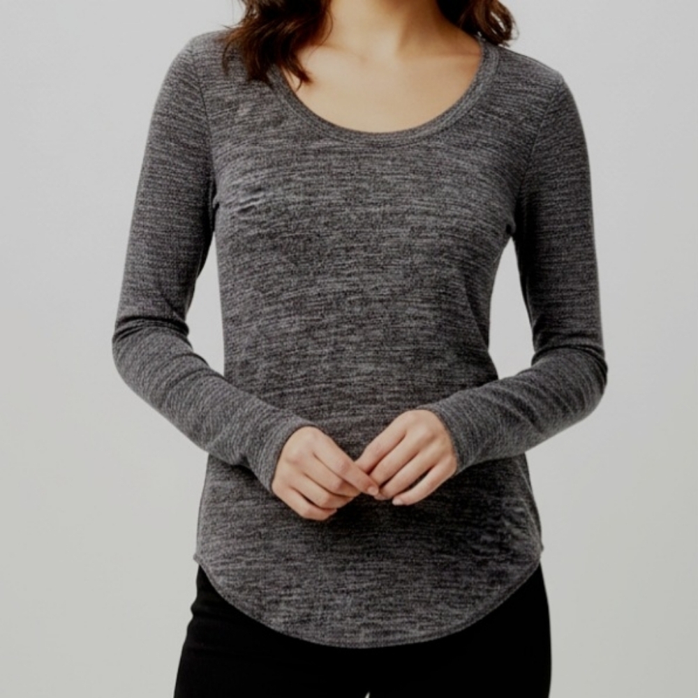 ARITZIA Wilfred FREE Marled Grey Long Sleeve Top - Size XS